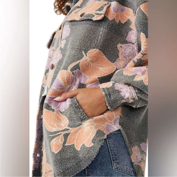 Free People Printed Ruby Jacket in Charcoal Combo - Picture 3 of 6